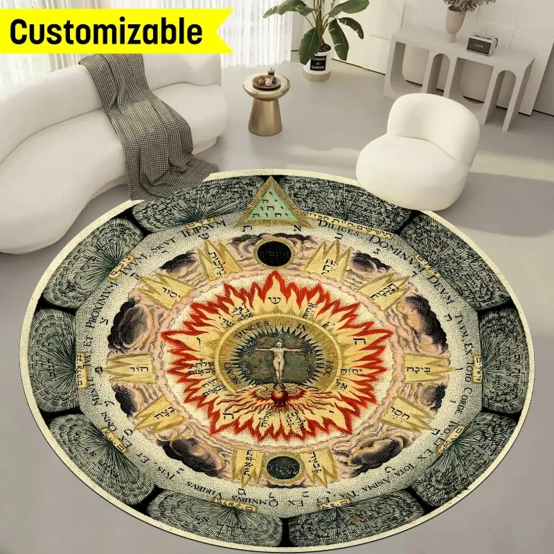 Tapete Redondo Pentagrammaton La Rosa Cosmica Esoterica Fuoco Infinito Esoterico Kabbalah Diviners Soul Tappeto Rotondo Evil