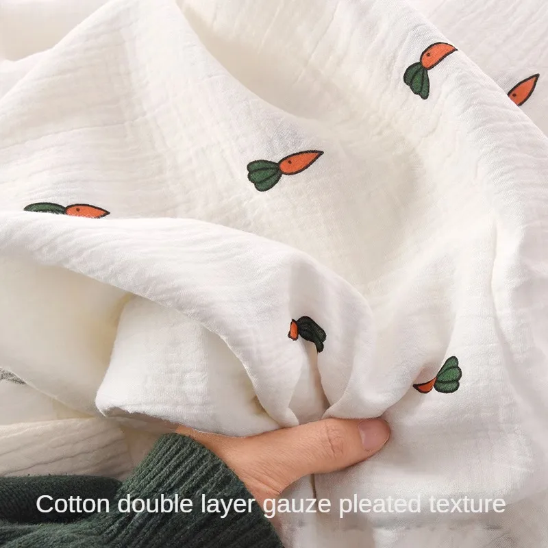 Micro Elastic Soft Double Layer Gauze Crepe Cloth 100% Cotton Fabrics Pleated By The Meter for Sewing Clothing Pajamas Opaque