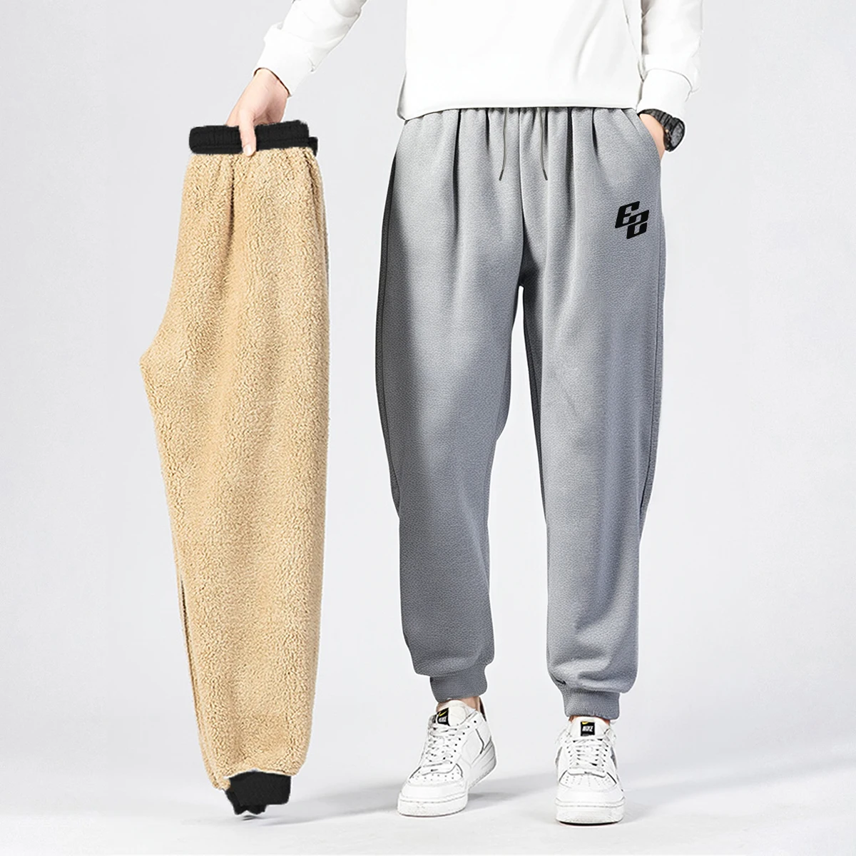 

Мужские джоггеры на флисовой подкладке с завязками: брюки с манжетами на эластичной талии для зимнего отдыха и комфорта