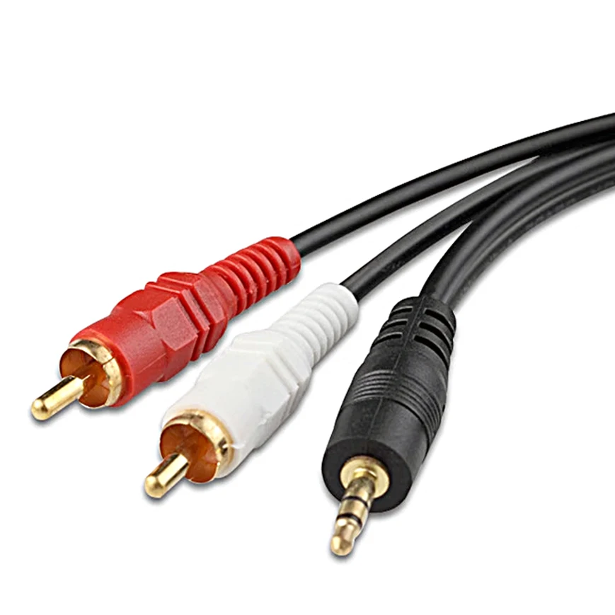 3.5mm Jack Plug Connnector to 2 RCA Males Music Stereo  Adapter Cable Audio Aux Line Phones TV DVD Mp3 Amplifier Speakers Cables