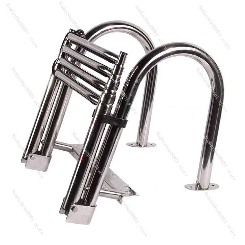 Marine Boat Folding Ladder Thickened 316 Stainless Steel Telescoping Ladder Swim Platform Boat Accessories Yacht Ladder