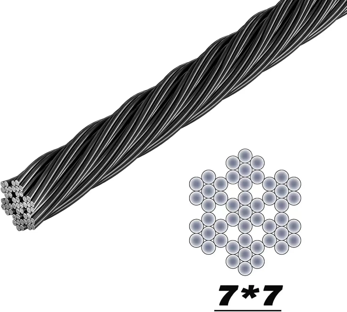 

1/8" Stainless Steel Cable 200FT Wire Rope Cable T316(Marine Grade) 7x7 Strands Cable