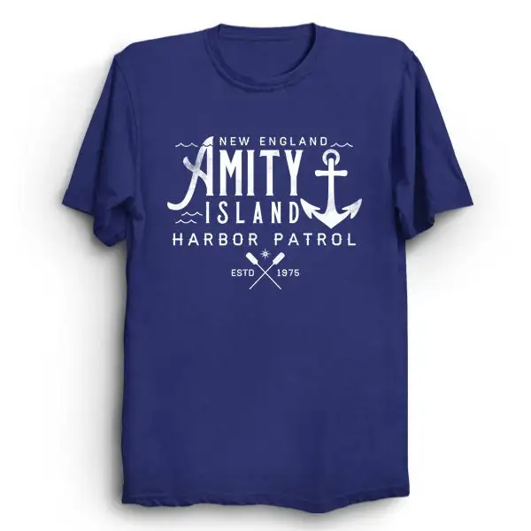 Amity Island Jaws T Shirt Ocean Horror Harbour Patrol Shark