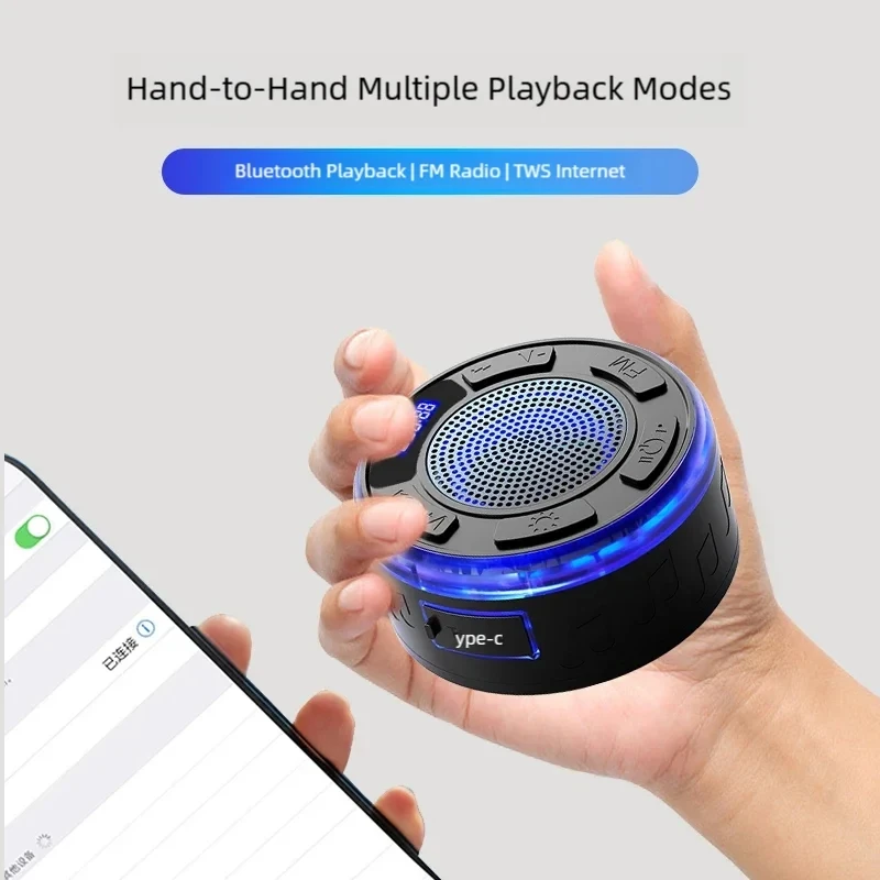 صوت بلوتوث لاسلكي 6 مقاوم للماء، محمول للاستخدام الخارجي، الكل في واحد، جودة صوت عالية، عمر طويل مع ضوء محيطي