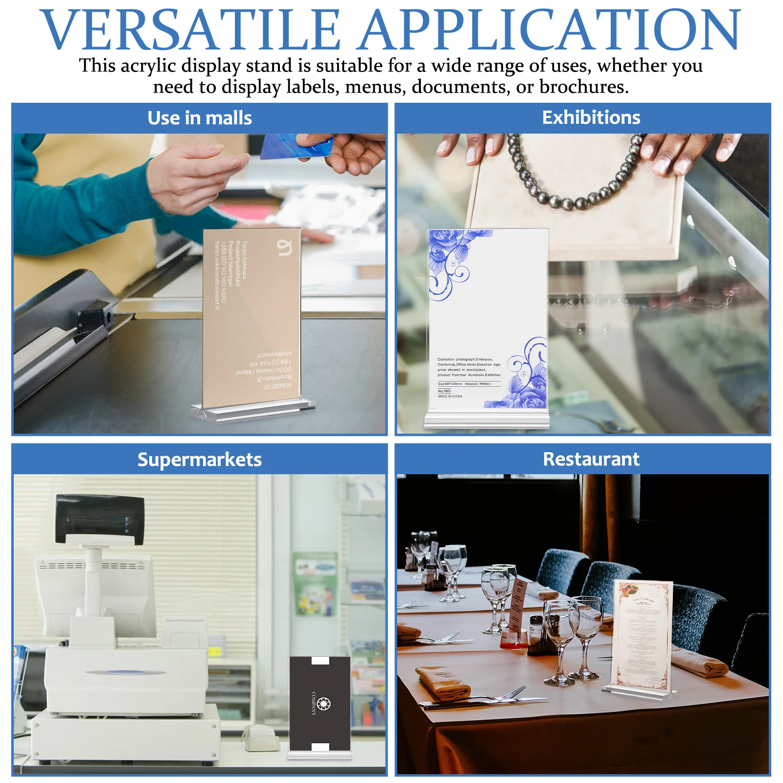 6 pcs Acrylic Sign Holder A6 Clear Display Stand For Paper Menu Brochure Document Tabletop Use Transparent Desk Organizer
