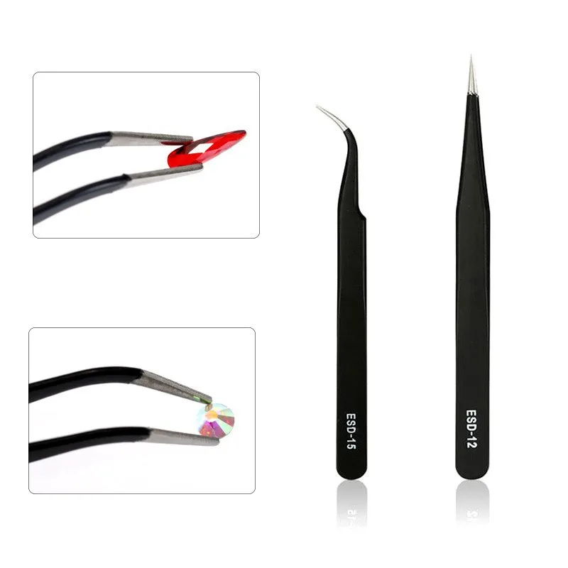6 قطعة/المجموعة الفولاذ المقاوم للصدأ مكافحة ساكنة ESD الملقط المهنية الدقة الملقط مجموعة أدوات إصلاح الصناعية الدقة #5