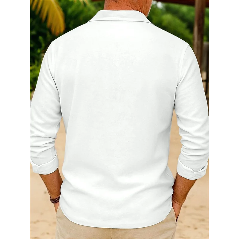 ABRT-Men's Four-Pocket Long Sleeve Guayabera Shirt, Pintuck Detail, Relaxed Fit