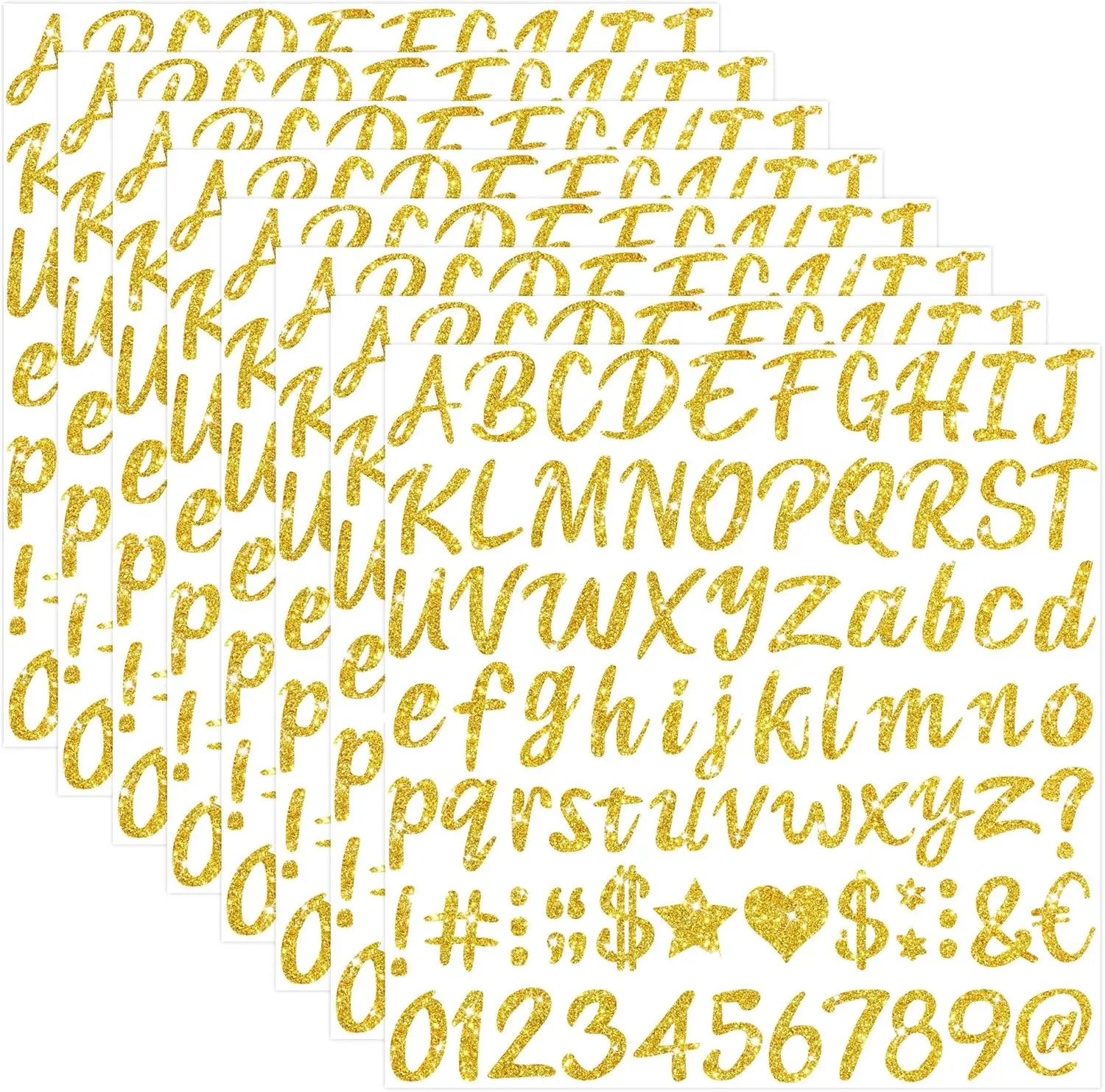 

664 Pcs/8Sheets Gold Glitter Alphabet Number Sticker for Graduation Cap Decoration,Scrapbook Water Bottles Cup DIY Crafts