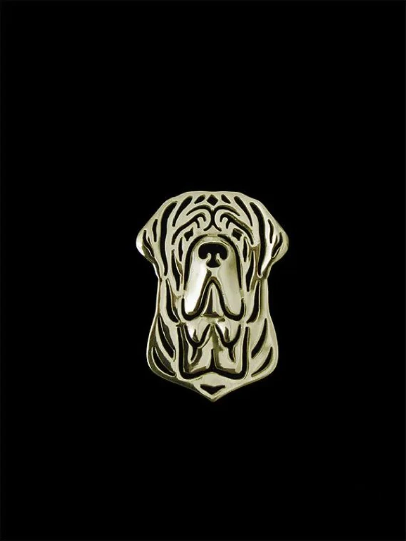 Classic Neapolitan Mastiff Broche Gold Silver Color