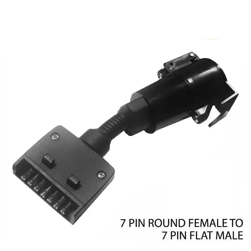 

For Boat Caravan Car Trailer Adapter Plug 7 PIN Round Female to Flat Male Connector