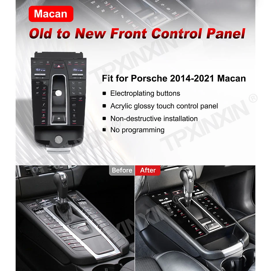 For Porsche Macan 2014 - 2021 Full Touch Car Saddle Interior Accessories Control Panel Modification Center