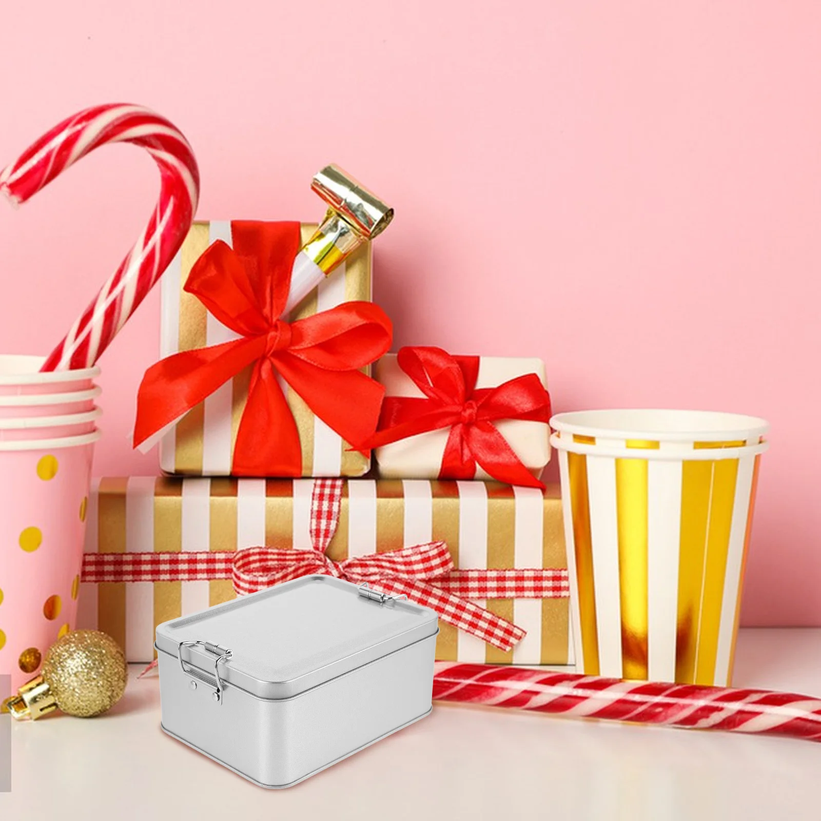 

Metal Storage Box with Lid Tinplate Container for Cookies Candy Dried Fruits Home Kitchen Organization Decorative Tin Jars