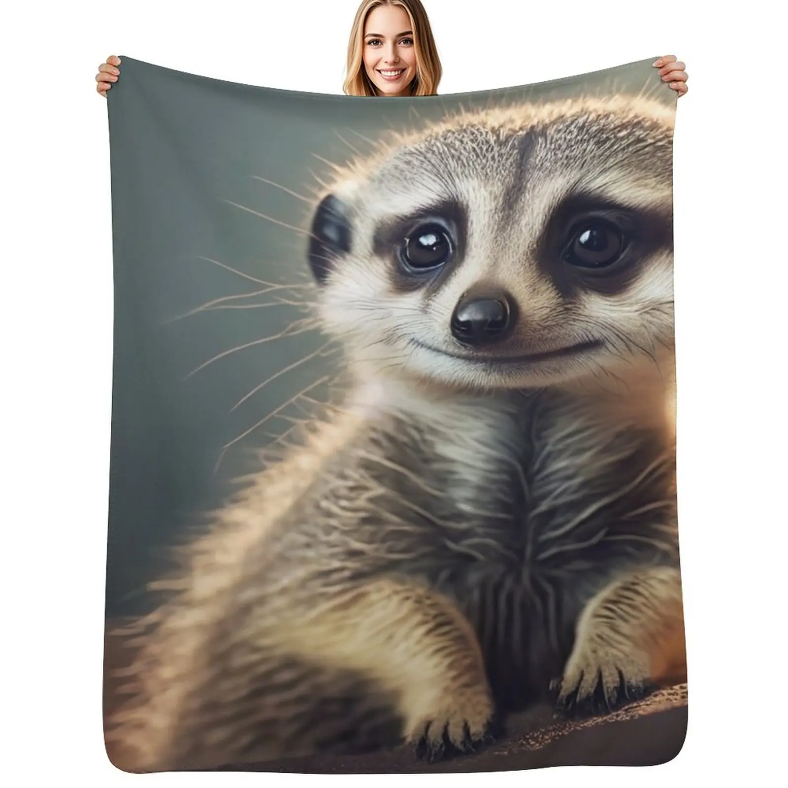 

Meerkat - Cute Baby Animal Portrait Throw Blanket For Sofa Thin Bed linens Picnic Quilt Blanket