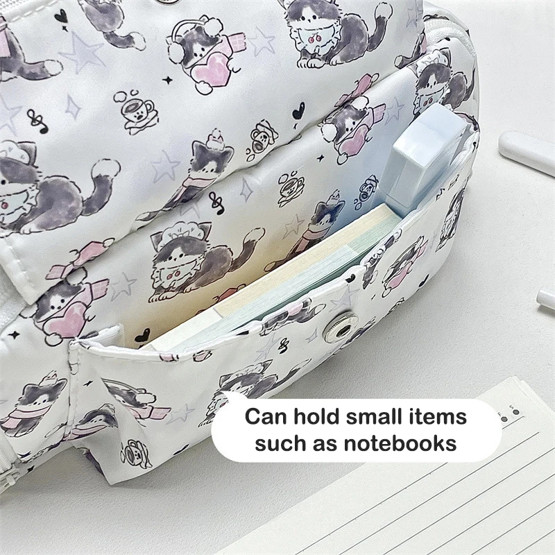 Cute Kitten Pencil Case Large Capacity Pencil Bag Multi-layer Storage Stationery Box Pencil Organizer Pouch Travel Cosmetic Bag
