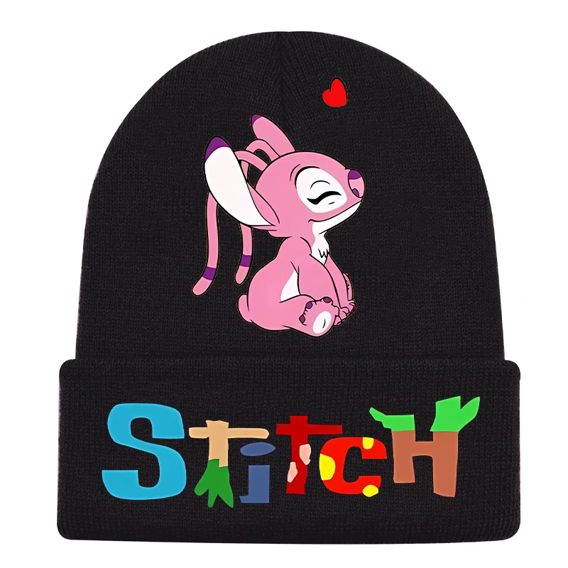 Stitch Angel Kids Knitted Hat Gloves Boys Girls Anime Knit Cap Touchable Screen Gloved Winter Warm Beanies Children X-mas Gift