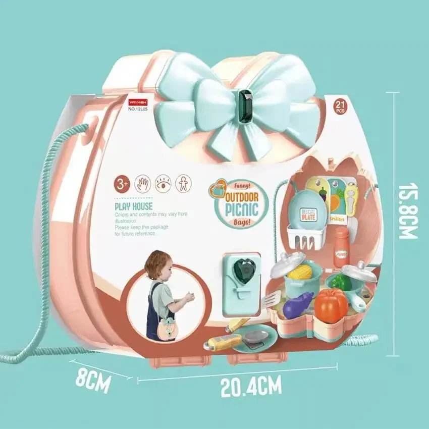 Mochila Infantil Pretend Play, Brinquedo de RPG, Doctor Kitchen Maquiagem, Caixa de Presente, Modelo de Simulação, Presentes de Natal, Decoração para Crianças