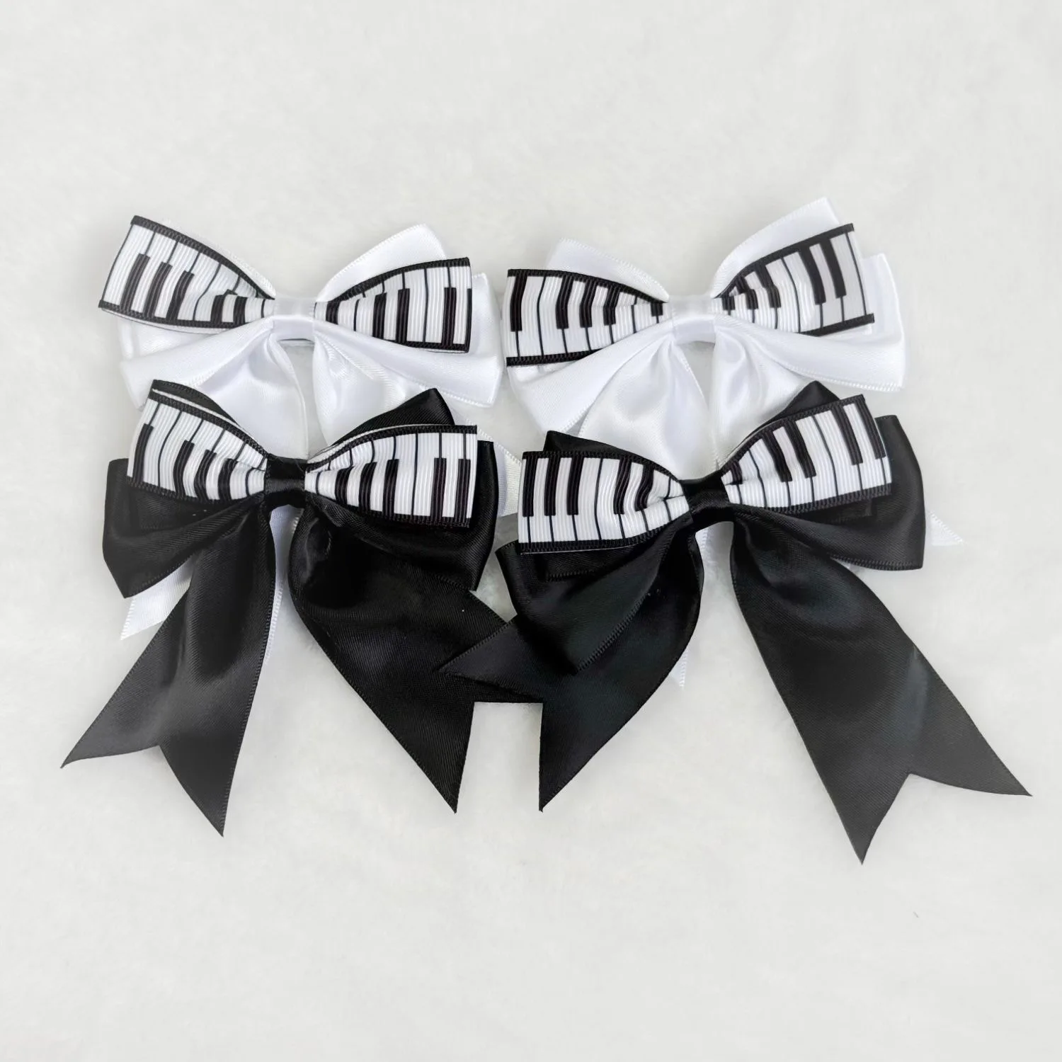 Piano Key Bow Hairpin Hair Clip Retro Girl Side Duckbill Clip Hair Accessory Black White Vintage Bowknot Side Hairpin Cute Girl