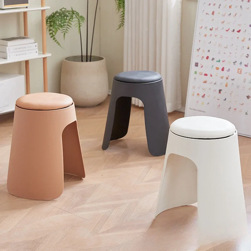 

Plastic stool, simple and modern dining chair, seat for home dining table, thickened soft package, leather stackable, Nordic