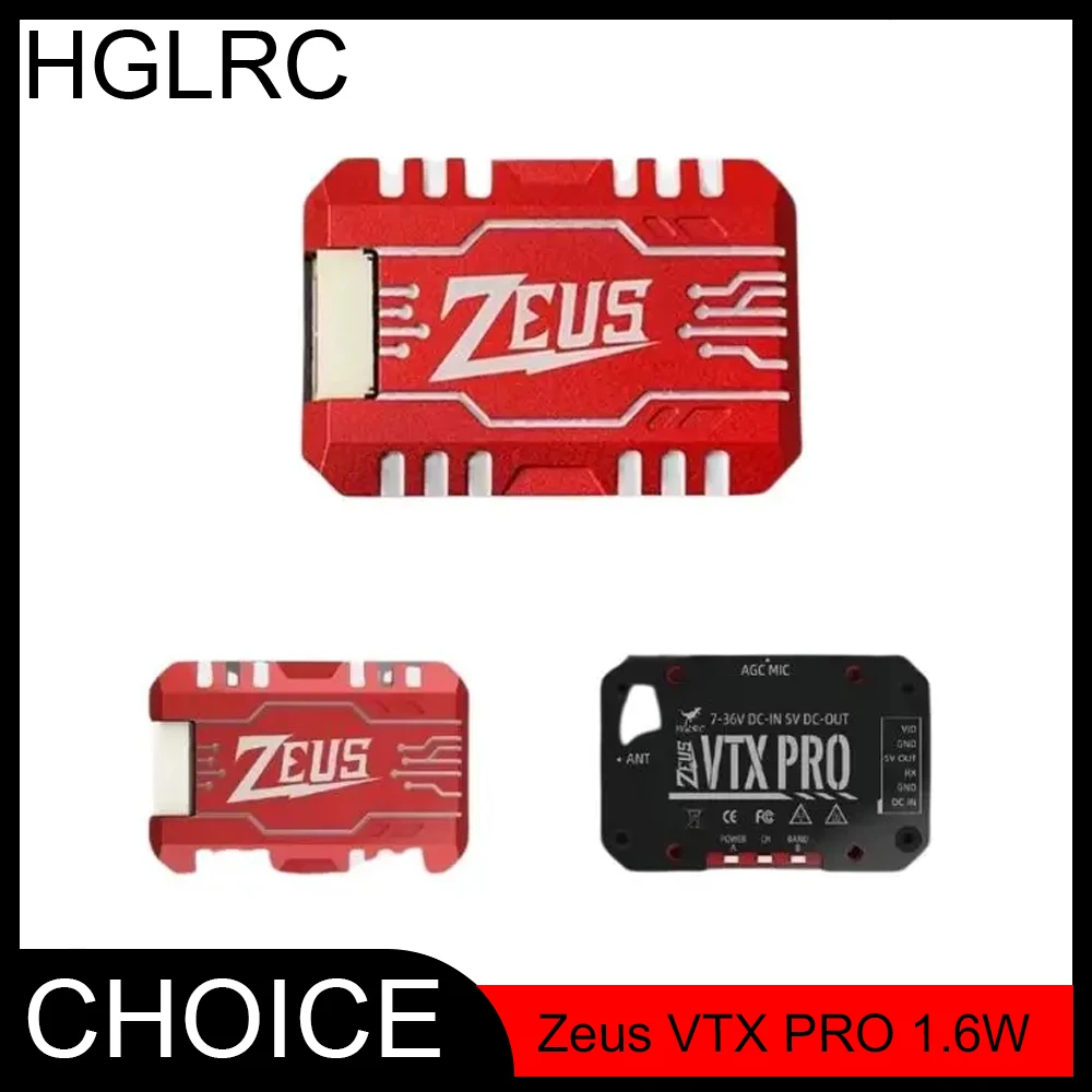 

HGLRC New Zeus VTX PRO 1.6W 5.8G Image Transmission 40CH with Microphone PIT/25/400/800/1.6W Adjustable For RC FPV Racing Drone