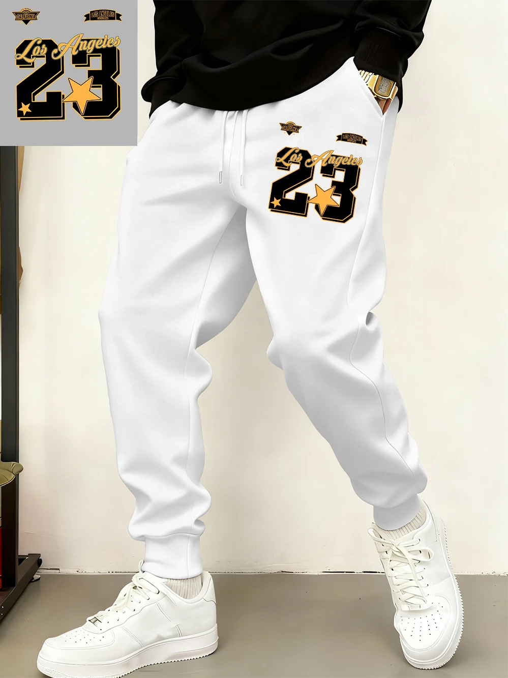 

Калифорния, Лос-Анджелес 23, спортивные штаны с принтом, мужские базовые свободные брюки, повседневные флисовые теплые брюки для бега, зимняя одежда с карманами