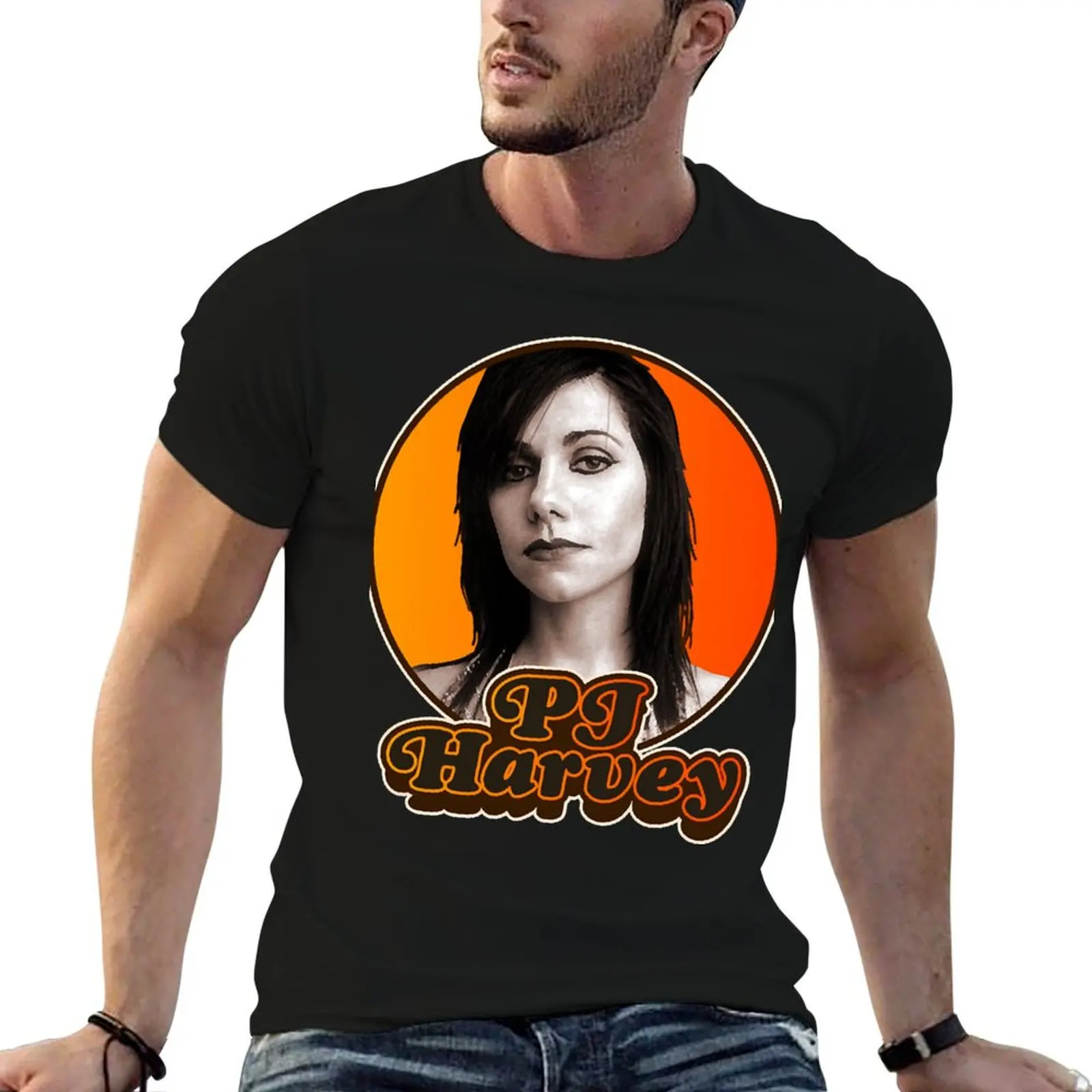 

Retro PJ Harvey Tribute T-Shirt blue archive oversized graphic tee funny t shirts men