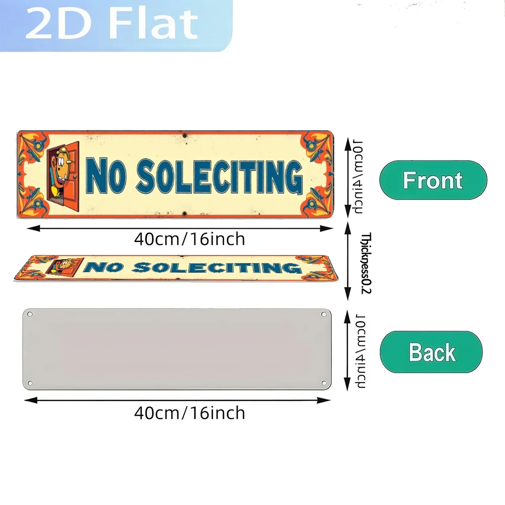 2D Flat, 2D Printed Sign Featuring Vintage 'No Soliciting Sign' - Farmhouse Style Wall Decor Suitable for Cafes, Garages