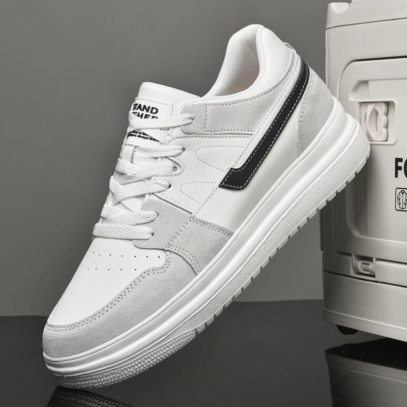 Spring 2025 Men's White Sneakers - Couple Style, Trendy & Versatile, Lightweight Breathable & Height-Increasing