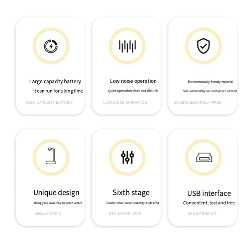 スマートデスクトップウォーターポンプ,タイプc,6レベルの液体ポンプ,白色,耐久性,使いやすい
