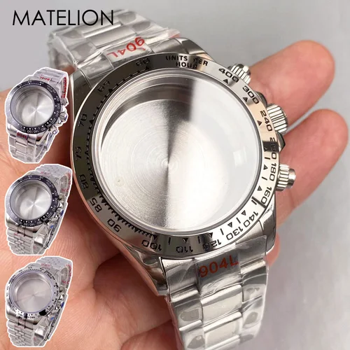 Caja de reloj VK63 VK64 de 39mm Compatible con cronógrafo para hombre, fundas de repuesto con movimiento de cuarzo, cronómetro de cristal de zafiro