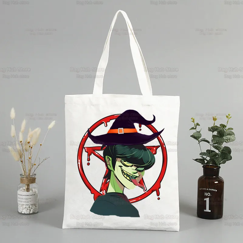 Gorillaz tas kanvas bahu kartun ROCK PUNK tas tangan kapasitas besar tas belanja wanita tas Harajuku kampus Mi chakra Akhan