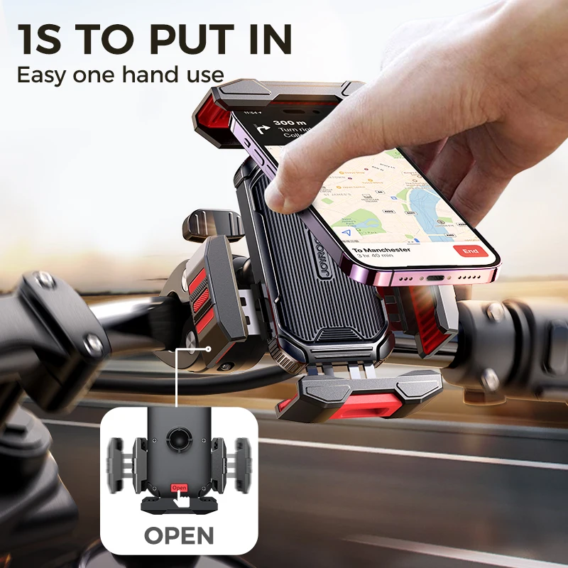 Imagem -05 - Joyroom 2023 Motocicleta Phone Mount Bike Atualizado Phone Holder One Hand Operação Handlebar Phone Mount para 4.7 7.2 Phone