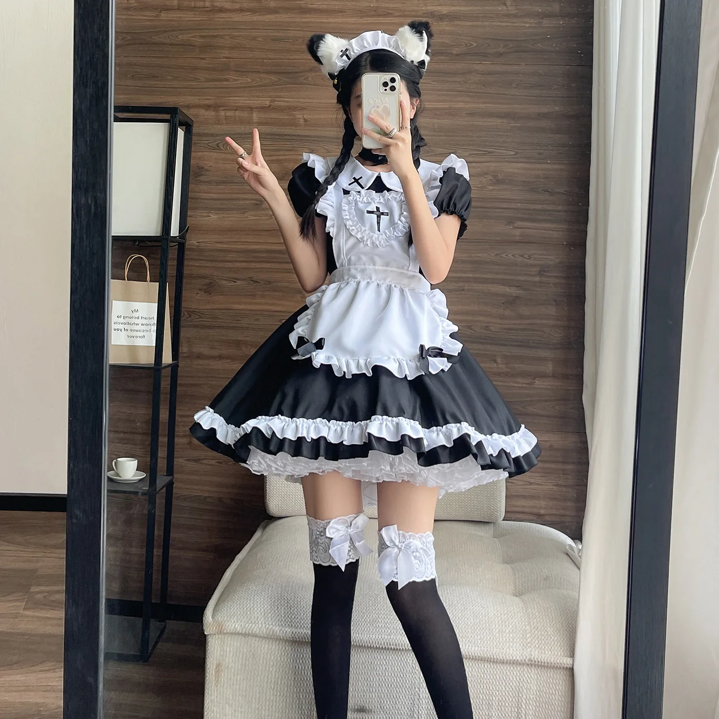 

2022 New Japanese Classic Short Sleeve Maid Cute Japanese Maid Cosplay Women's Maid Dress