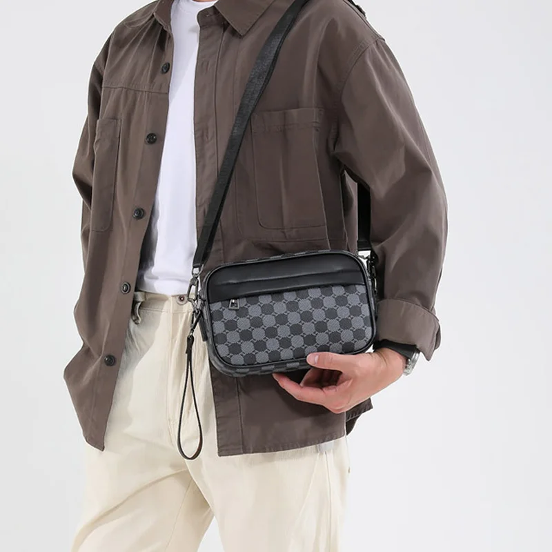 Lässige, leichte Business-Umhängetaschen für Herren, PU-Leder, Umhängetasche, bequem, breiter Riemen, Umhängetaschen, Designer für Herren – Detail 9