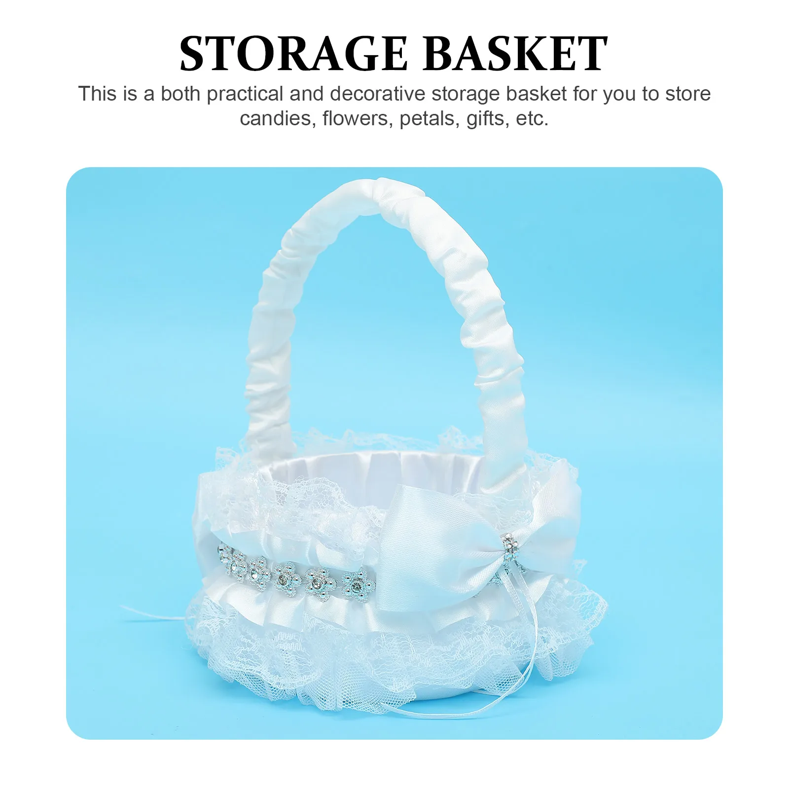 

Lace Flower Basket Wedding Ceremony Decoration Bridal Party Flower Girl Petal Gift Container Elegant Wedding Baskets Handheld