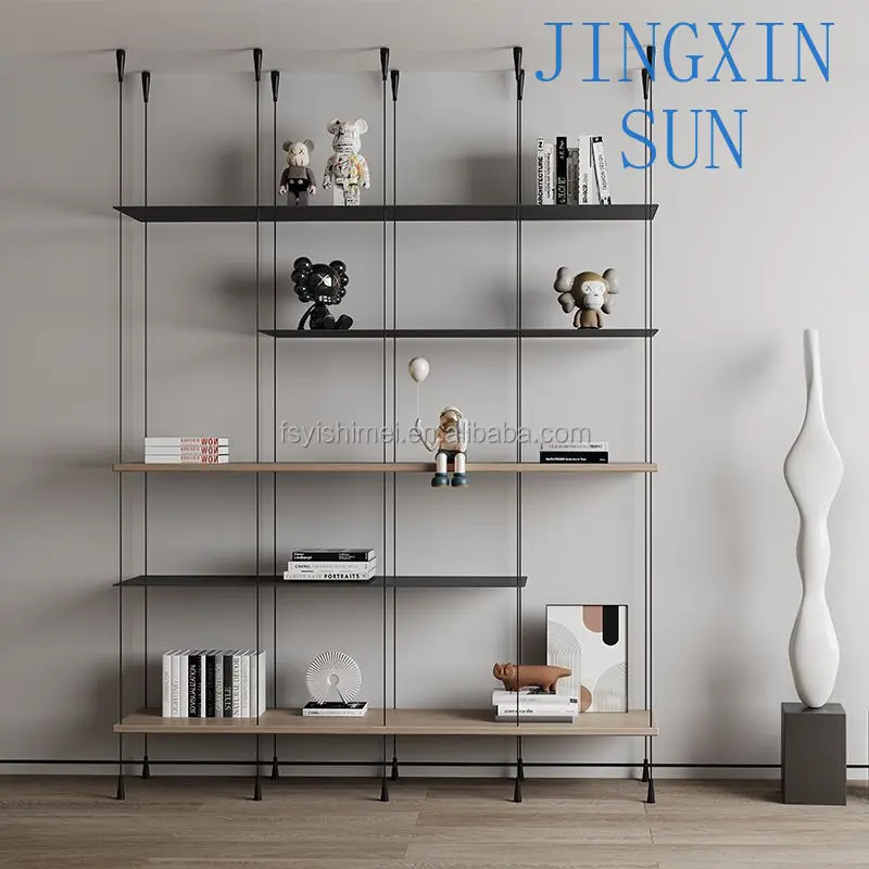 Bookshelf Display Rack Shelf Modern Minimalist Luxury Modular Custom Metal Aluminum Frame With Led Light for Living Room Bedroom