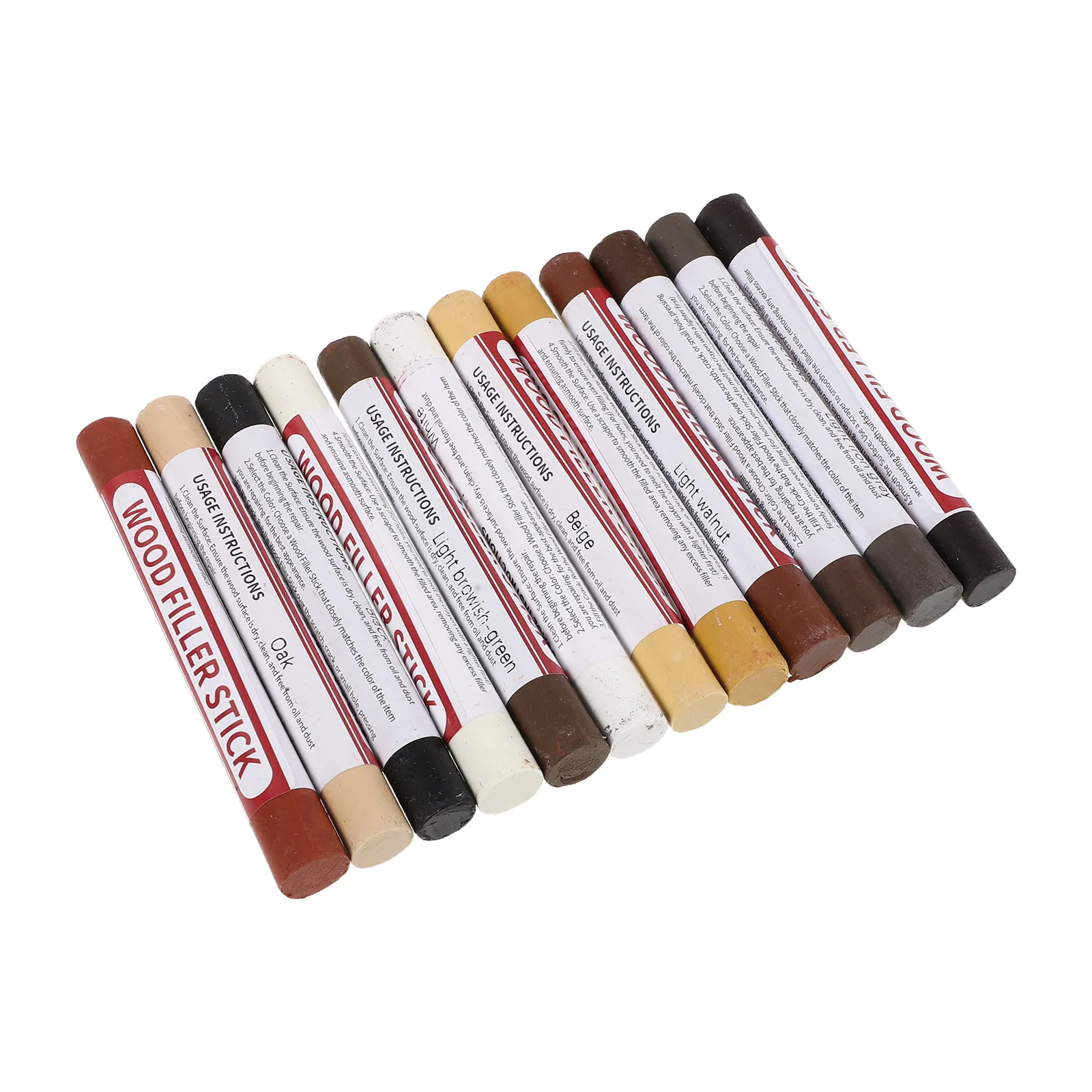 12Pcs Furniture Touch Up Wax Repair Crayons Scratch Filler Markers for Wood Floors Cabinets Doors Multicolor