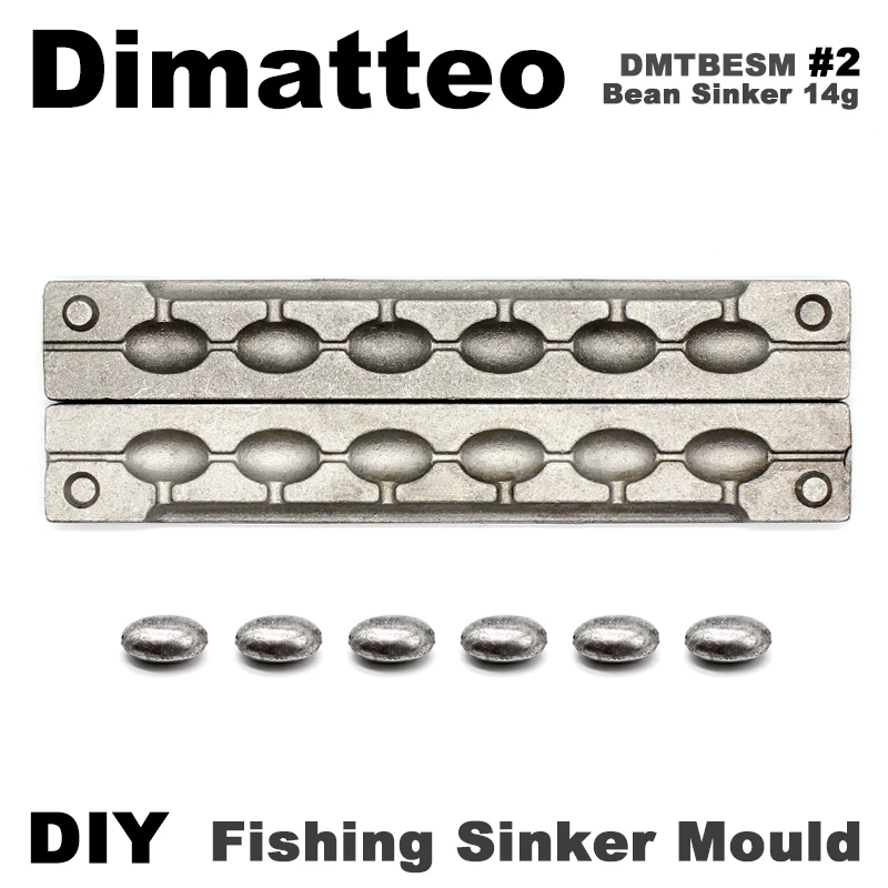 Dimatteo DIY Fishing Bean Sinker Mould DMTBESM/#2 Bean Sinker 14g 6 Cavities