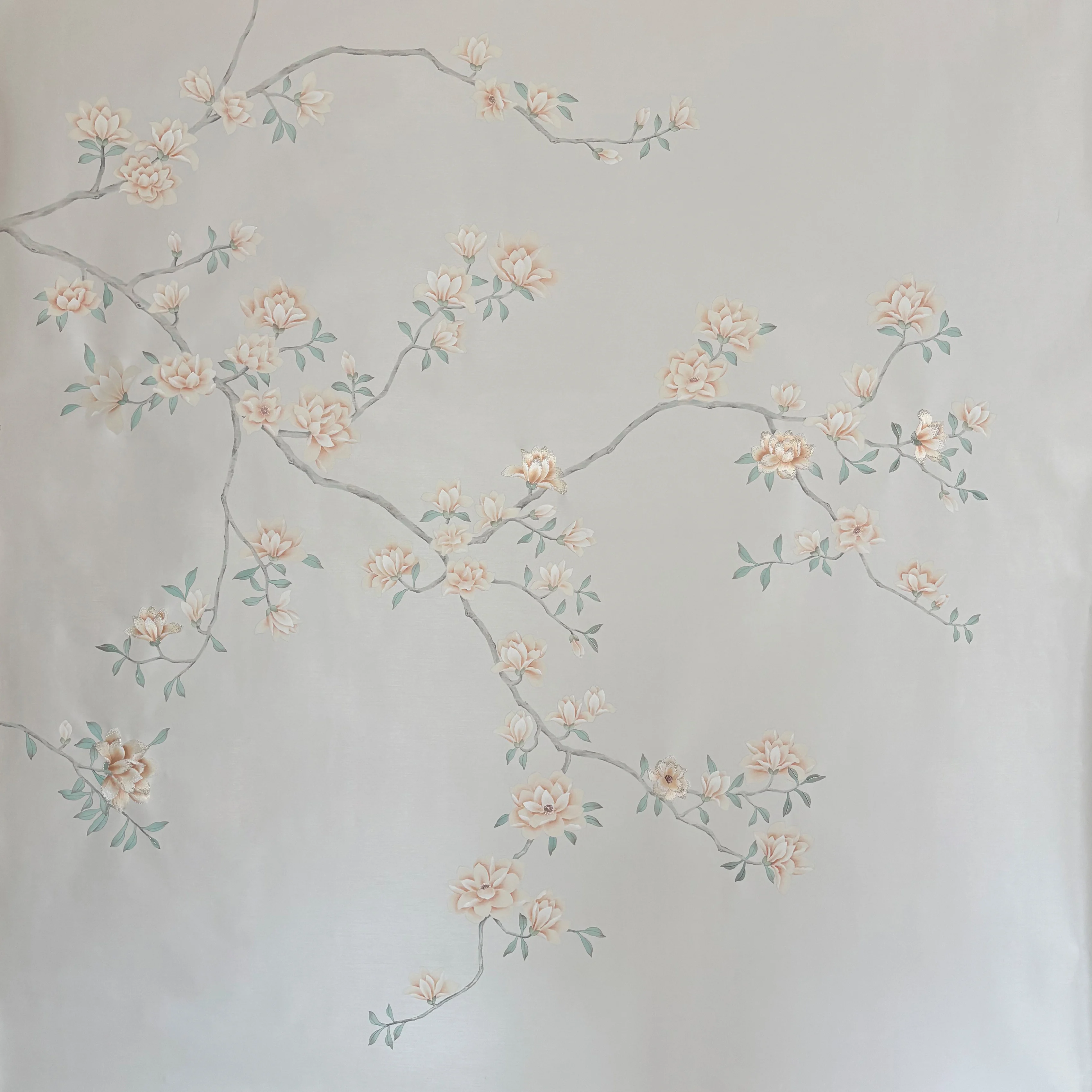 Custom Hand-Made silk w/embroidery Hand-Painted Mangnolia For Villa/Apartment/Living room/bedroom/diningroom/Sofa/TVwallcovering