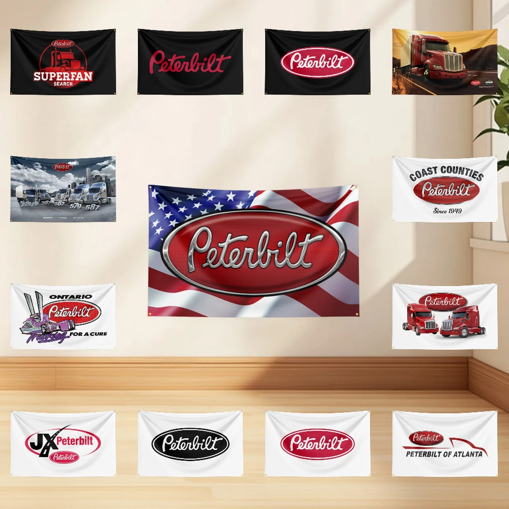 

3x5ft P-Peterbilt Flag Professional Car Motorcycle Flag Polyester Digital Printing Cars Flagge Banner For Decoration Garage