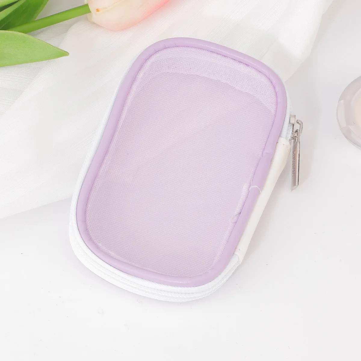 

Small Storage Bag Versatile Clear Nylon Makeup Bag Travel Makeup Organizer Compact Mesh Zipper Pouch For Purse Makeup Storage