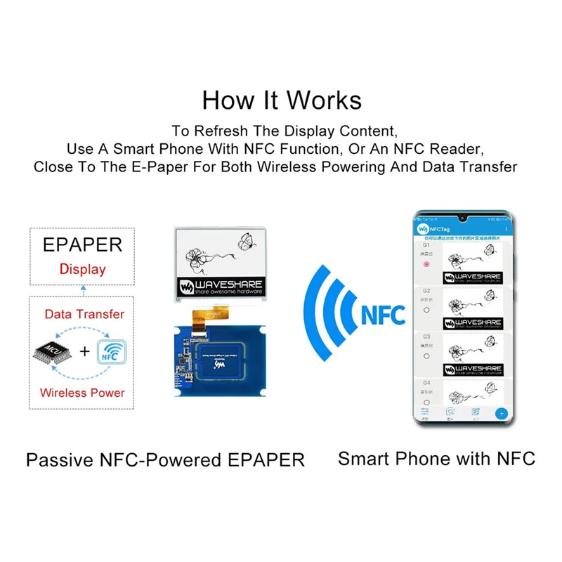 Imagem -03 - Módulo de Tela Waveshare-eink 4.2 sem Fio Alimentado por Nfc E-ink Celular Android Aplicativo sem Bateria