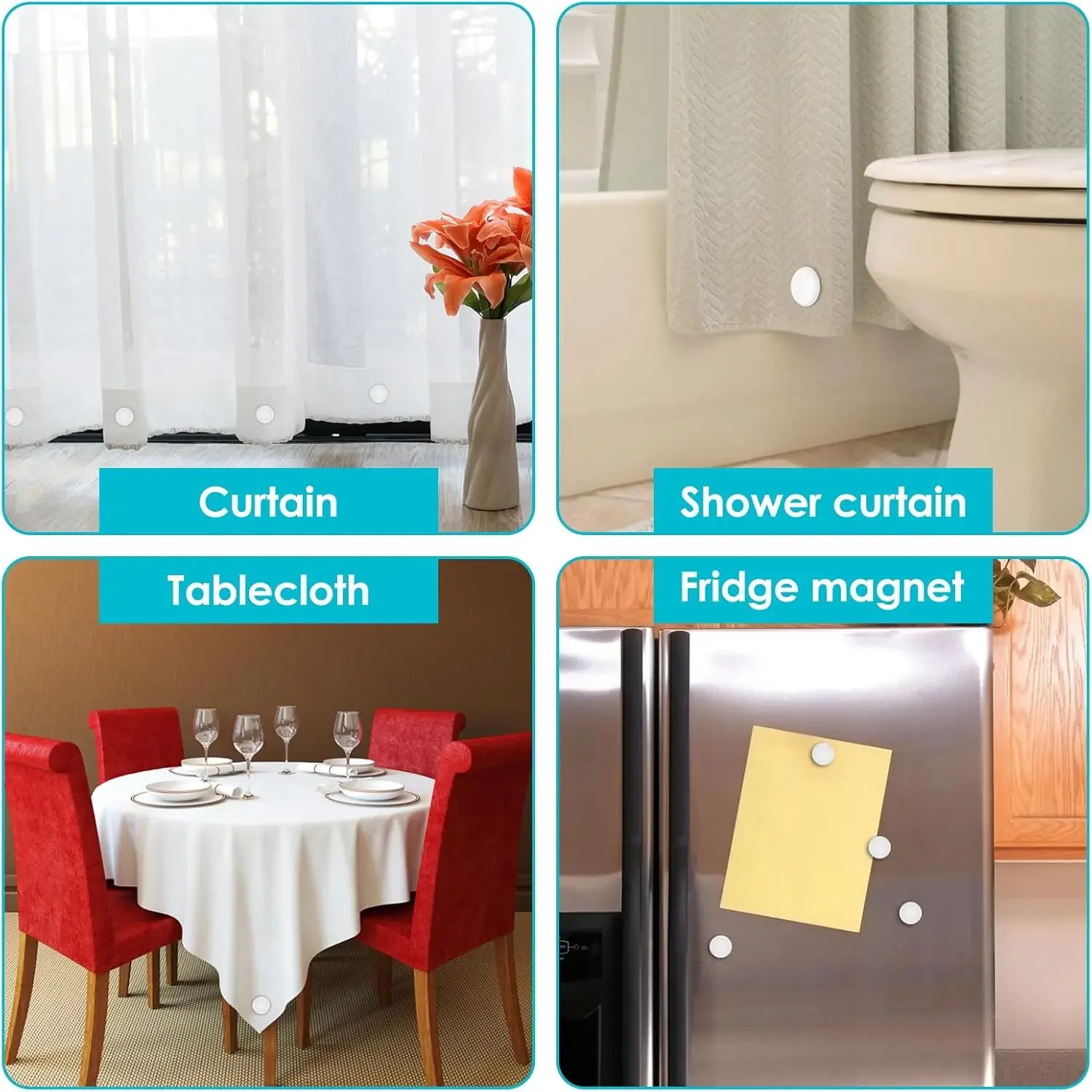 Windproof Magnetic Curtain Weights Reusable Curtain Magnet Shower Curtain Fridge Tablecloth Drapery Fixed Magnetic Buttons - view 5