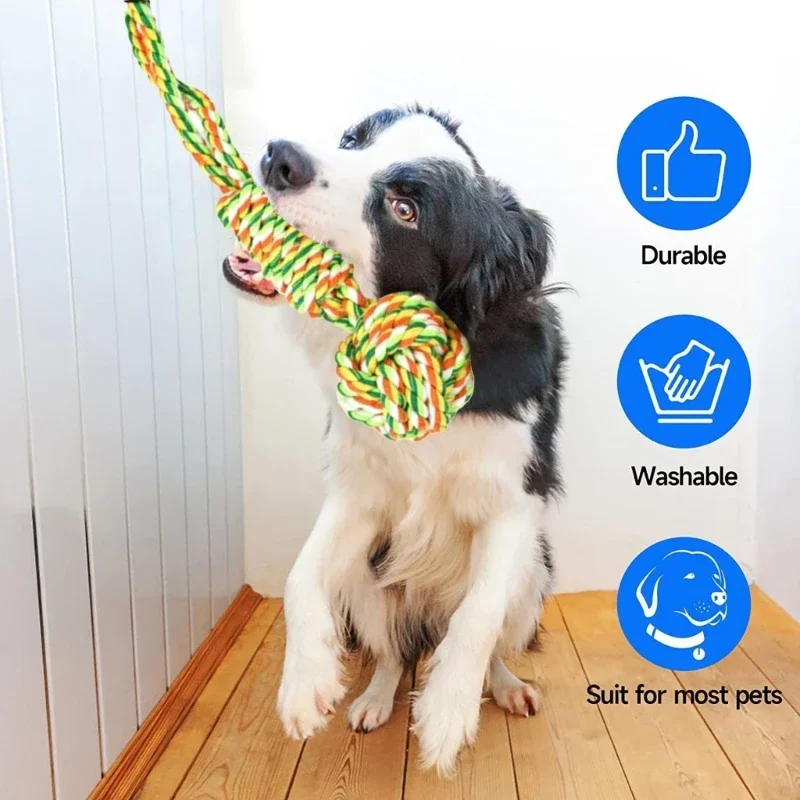 Interactively Dogs Outdoor Bungee Tug Toy Molar Knot Rope Toy Durablity Physical Activity Training Self Play Toy