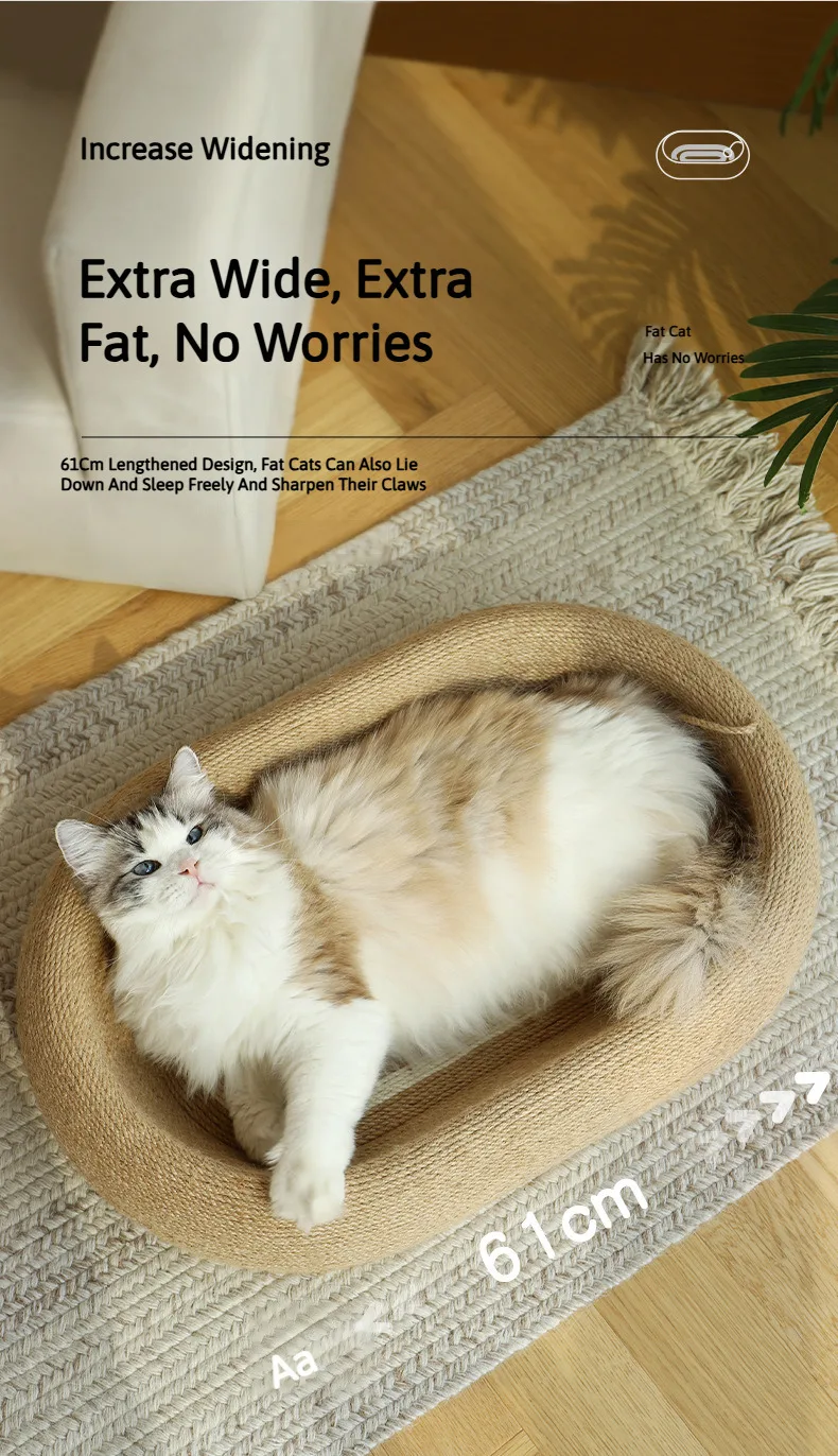 Großes Rundes Katzenkratzhaus, Extra Großer Katzenkratzbaum, Sisalseil, Rundes Katzenversteck-Bett für Erwachsene Kätzchen – Detail 4
