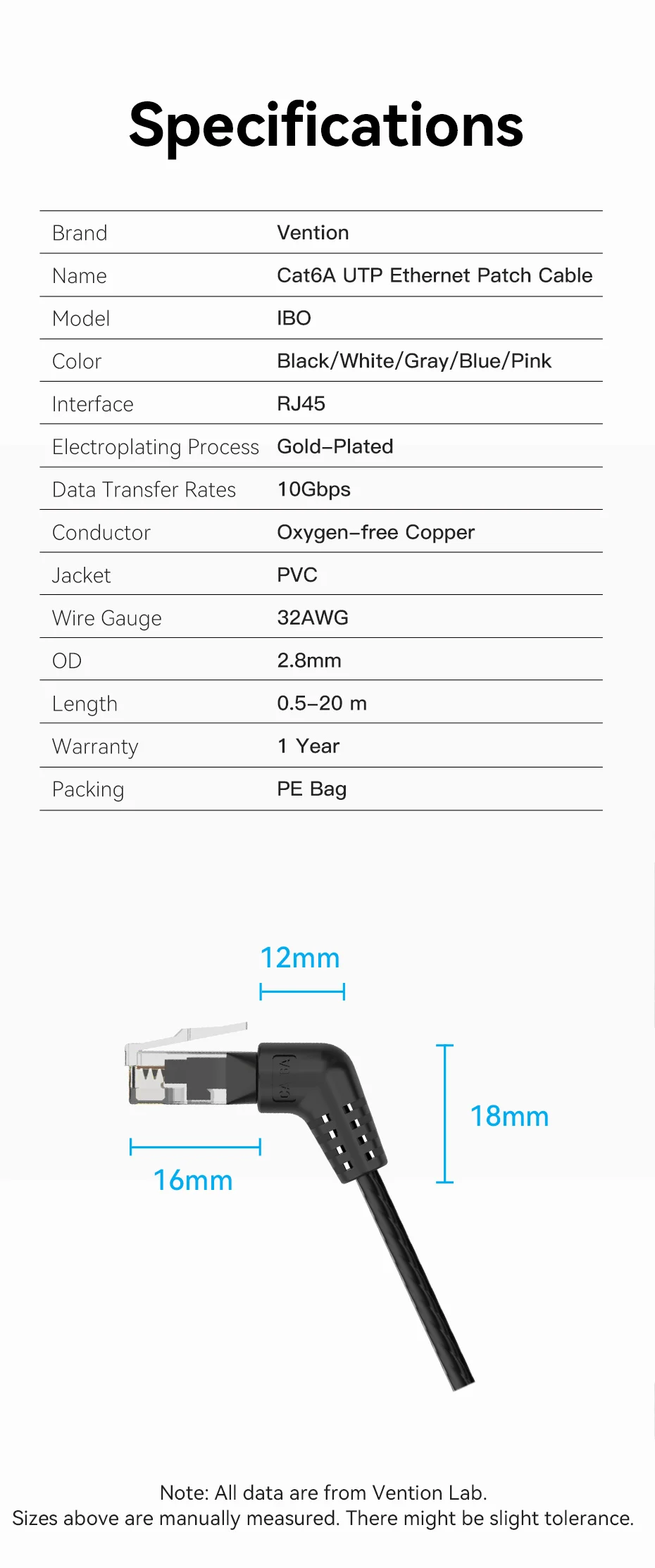 Vention cat6a ethernet kabel 10gbps 90/360 grad rotation cat 6a schlankes netzwerk internet lan kabel für pc ps4 router rj45 kabel – Detail 16