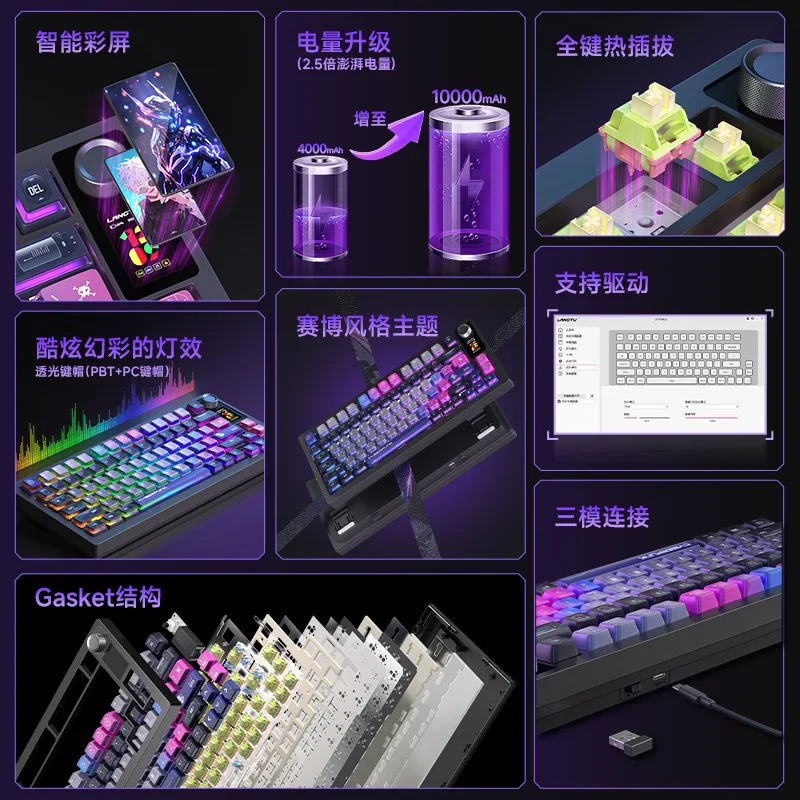 LT75 Tri-mode Mechanical Keyboard Bluetooth Wireless Custom Gaming Office Keyboard High Appearance Level