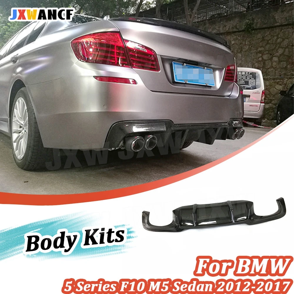 

JXWANCF Carbon Fiber Rear Diffuser Lip Spoiler For BMW 5 Series F10 M5 Sedan 2012-2017 Fins Skid Plate Bumper Guard FRP Kits