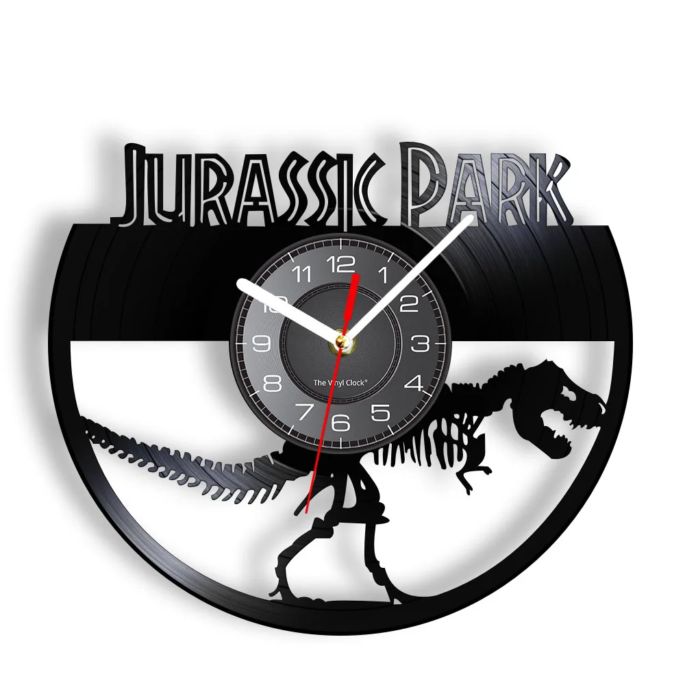 

Jurrasic Period T-rex Vinyl Record Wall Clock For Kid Room Dinosaur Home Decor Tyrannosaurus Shadow Art Silent Quartz Wall Clock