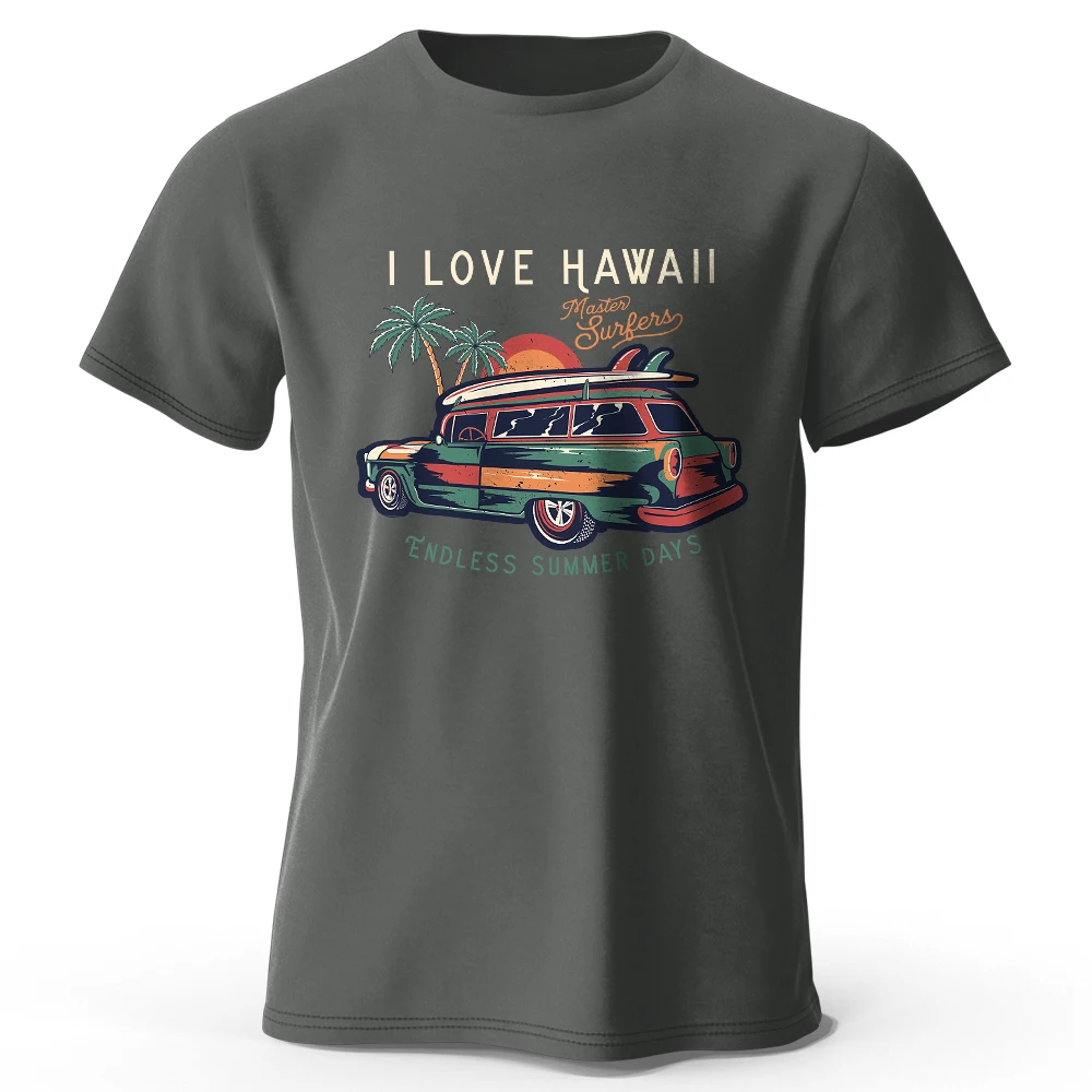 Hawaiianischer Feiertags-bedrucktes Unisex-T-Shirt für Männer und Frauen, T-Shirts, Tops, 100 % Baumwolle, Aloha-Blumengrafik, Luau-Party-Outfit