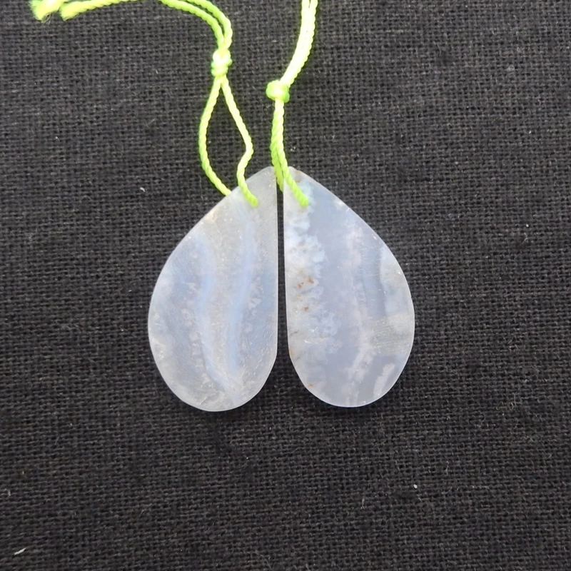 

B&F Handmade Blue Lace Agate Teardrop Pendant Beads 30x15x3mm Natural Polished 4.2g for Jewelry Making Supplies